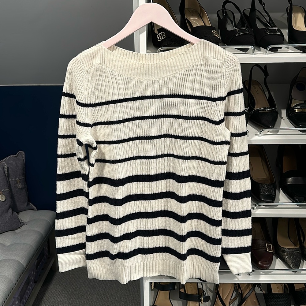 Talbots Black & White Striped Sweater